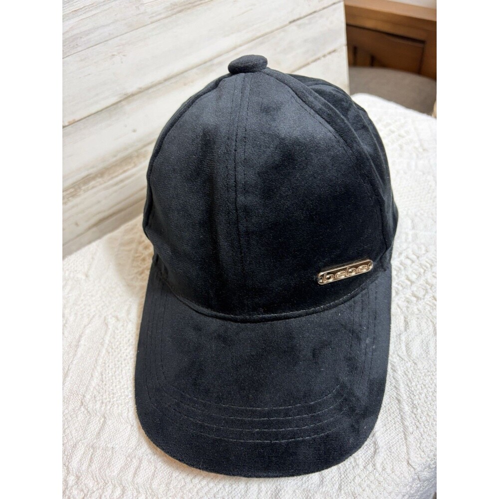 bebe Black Velvet Baseball Cap One Size Women’s Logo Solid Casual Travel - Picture 8 of 8